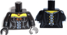 Torso Female Corset with Orange Bow and Gold Skull Pendant Pattern / Black Arms / Black Hands