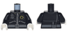 Torso Police 3 Zippers, Minifigure Head Badge, Radio and Belt Pattern (Pattern on Front and Back) / Black Arms / White Hands