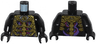 Torso Ninjago Skeleton Ribs Gold over Red and Dark Purple Swirls Pattern / Black Arms / Black Hands