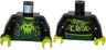 Torso Short Jacket Open with Lime Trim over Dark Green Shirt with Pixelated Alien, Yellow Neck, Stylized 'BAD 2 THE CODE' on Back Pattern / Black Arms / Lime Hands