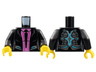 Torso Jacket with Silver and Medium Azure Trim, Dark Pink Shirt and Black Tie Pattern (Caila Phoenix) / Black Arms / Yellow Hands