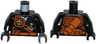 Torso Ninjago Robe with Belt with Pouch, Knife, Scabbard and Earth Power Emblem Pattern / Black Arms / Black Hands