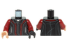 Torso Vest with Collar, Dark Red Panels and Pockets with Silver Zippers Pattern / Dark Red Arms / Light Nougat Hand Right / Black Hand Left