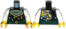 Torso Ninjago Robe with Dark Green Sash, Gold Asian Characters, Torn with Dark Purple Snake Head on Back Pattern / White Arms / Yellow Hands