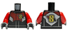 Torso Racing Suit with Red and White Chest and Back Panel with Yellow 'S' Logo Pattern / Red Arms / Dark Bluish Gray Hands