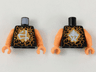 Torso Ninjago Orange Fractures, Gold Rocks and White Ninjago Logogram 'Earth' Pattern / Orange Arms / Orange Hands
