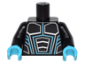 Torso Robot Armor with Medium Azure and Silver Lines Pattern / Black Arms / Medium Azure Hands