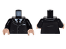 Torso Suit Jacket with 2 Buttons, Pockets, Tie, White Shirt and Pocket Square Pattern / Black Arms / Light Nougat Hands
