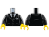 Torso Suit Jacket with 2 Buttons, Pockets, Tie, White Shirt and Pocket Square Pattern / Black Arms / Yellow Hands