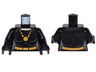 Torso Batman Female Outline, Silver Dots, Gold Necklace with Pendant and Belt with Buckle Pattern / Black Arms / Black Hands