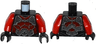 Torso Nexo Knights Armor with Silver and Dark Red Plates, Rivets and Chain Pattern / Red Arms / Black Hands