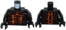 Torso Nexo Knights Bare Chest with Dark Red, Orange and Yellow Cracks Pattern / Black Arms / Black Hands
