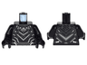 Torso Super Hero Costume with Dark Silver Chevron Armor Panels, Dark Bluish Gray Lines, Silver Animal Tooth / Claw Necklace Pattern / Black Arms / Black Hands
