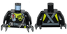 Torso Fire Scuba Diver with Utility Belt, Scuba Hose, Regulator, Fire Badge and Crossed Straps on Back Pattern / Black Arms / Dark Bluish Gray Hands