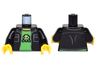 Torso Jacket with Two Pockets over Bright Green T-Shirt with 8-Bit Shooter Pattern / Black Arms / Yellow Hands