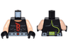 Torso Batman Shirt with Muscles Outline and Red 'B', Silver Belt and Lime Hose on Reverse Pattern / Light Nougat Arms / Black Hands