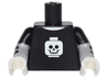 Torso T-Shirt with White Minifigure Head Skull Pattern / Light Bluish Gray Arms with Black Short Sleeves and Stripes Pattern / White Hands