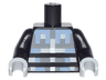 Torso Pixelated Light Bluish Gray, Sand Blue and Silver Armor Pattern / Black Arms / Light Bluish Gray Hands