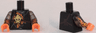Torso Ninjago Robe with Brown Rope, Gold Medallion and Lava Pattern / Trans-Brown Arms with Orange and Yellow Flames Pattern / Orange Hands