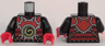 Torso Ninjago Red Armor with Lime Swirl Medallion Front, Belts on Back Pattern  / Black Arms / Red Hands