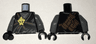 Torso Ninjago Brown Rope, Gold Medallion and Gray Undershirt Front, Scabbards on Back Pattern / Dark Bluish Gray Arms / Black Hands