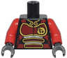 Torso Ninjago Female Dark Red Samurai Armor with Gold Phoenix Pattern / Red Arms / Black Hands