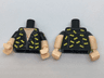 Torso Batman Open Shirt with Dark Bluish Gray Buttons, Trim and Yellow Bats Pattern / Light Nougat Arms with Black Short Sleeves / Light Nougat Hands