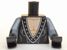 Torso Batman Muscles Outline, V-Neck with Silver Rivets Pattern / Flat Silver Arms with Black Cuffs Pattern / Black Hands