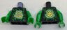 Torso Ninjago Green and Lime Airjitzu Electricity and Gold Ninjago Logogram 'Energy', Dragon Symbol on Back Pattern / Green Arms / Green Hands