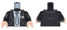 Torso Suit with Pockets and Buttons over White Shirt with Collar and Gray Striped Tie and ID Badge Pattern / Black Arms / Light Nougat Hands