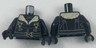 Torso Bomber Jacket with Tan Fur Collar, Straps and Gold Clasps Pattern / Black Arms / Black Hands