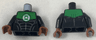 Torso Muscles Outline with Green Lantern Logo on White Background and Green Shoulders Pattern / Black Arms / Reddish Brown Hands