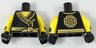 Torso Robe with Dark Brown Hem, Gold Trim and Ninjago Logogram 'EARTH', Dark Bluish Gray Creases, Waist Sash with Knot, Yellow Neck, Octagon and Circle Medallion Logo on Back Pattern / Yellow Arms with Black Cuffs with Gold Stripes Pattern / Black Hands