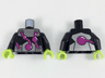 Torso Metallic Silver Bands with Bulging Purple Tubes Pattern / Black Arms / Lime Hands