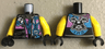 Torso Biker Vest with Dark Pink / Medium Azure Ninjago Characters, Sons of Garmadon Logo and Ninjago 'SOG' on Back Pattern / Yellow Arms / Black Hands