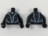 Torso Female with White/Blue Curved Lines and Dark Bluish Gray Markings Pattern / Black Arms with Light Nougat Shoulder and Blue Line Pattern / Black Hands