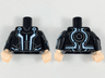 Torso White/Blue Angular Lines and Dark Bluish Gray Markings Pattern / Black Arms with Blue Lines Pattern / Light Nougat Hands