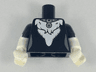 Torso Female with Silver Pet Tag and White Stomach Fur Pattern / White Arms with Black Short Sleeves with White Fur Fringe Pattern / White Hands