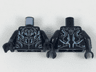 Torso Armor with Dark Bluish Gray Fang Necklace and Panel Lines, Metallic Light Blue Highlights Pattern / Black Arms / Black Hands