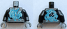 Torso Ninja Robe Silver Trim with Blue Wave Pattern / Black Arms / Dark Bluish Gray Hands