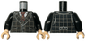 Torso Suit Jacket with Dark Tan Checkered Lines over Dark Red Vest and White Shirt with Collar, Tie Pattern / Black Arms / Light Nougat Hands