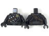 Torso Armor with Gold Owl Logo, Dark Brown Bandolier and Pouches, 3 Silver Daggers Pattern / Black Arms / Black Hands