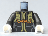 Torso Ninjago Olive Green Straps and Orange Chains Front, Olive Green Backpack Back Pattern / Pearl Dark Gray Arms / White Hands