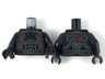 Torso Armor with Dark Bluish Gray Gear and Belt Outlines, Red Curves at Sides Pattern / Black Arms / Black Hands