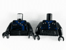 Torso Ninjago Three Belts with Dark Blue Straps with Spikes Pattern / Black Arms / Black Hands