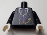 Torso Jacket Formal with White Shirt with Frills, Dark Purple Vest and Cravat, Gold Watch Chain Pattern (BAM) / Black Arms / White Hands