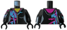 Torso Female Hoodie with Zipper, Magenta and Medium Azure Markings Pattern / Black Arm Left / Black Arm Right with Magenta and Medium Azure Markings Pattern / Black Hands