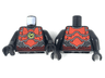 Torso Ninjago Red Plate Armor and Belt, Silver Scale Armor, Lime Swirl Medallion Pattern / Black Arms / Black Hands