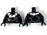 Torso Ninjago White Stone Beads Necklace with Tassel, Dark Bluish Gray Contour Lines Pattern / Black Arms / Black Hands