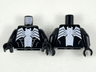 Torso with Dark Bluish Gray Muscles Outline and White Spider Wide Abdomen Front and Back Pattern / Black Arms / Black Hands